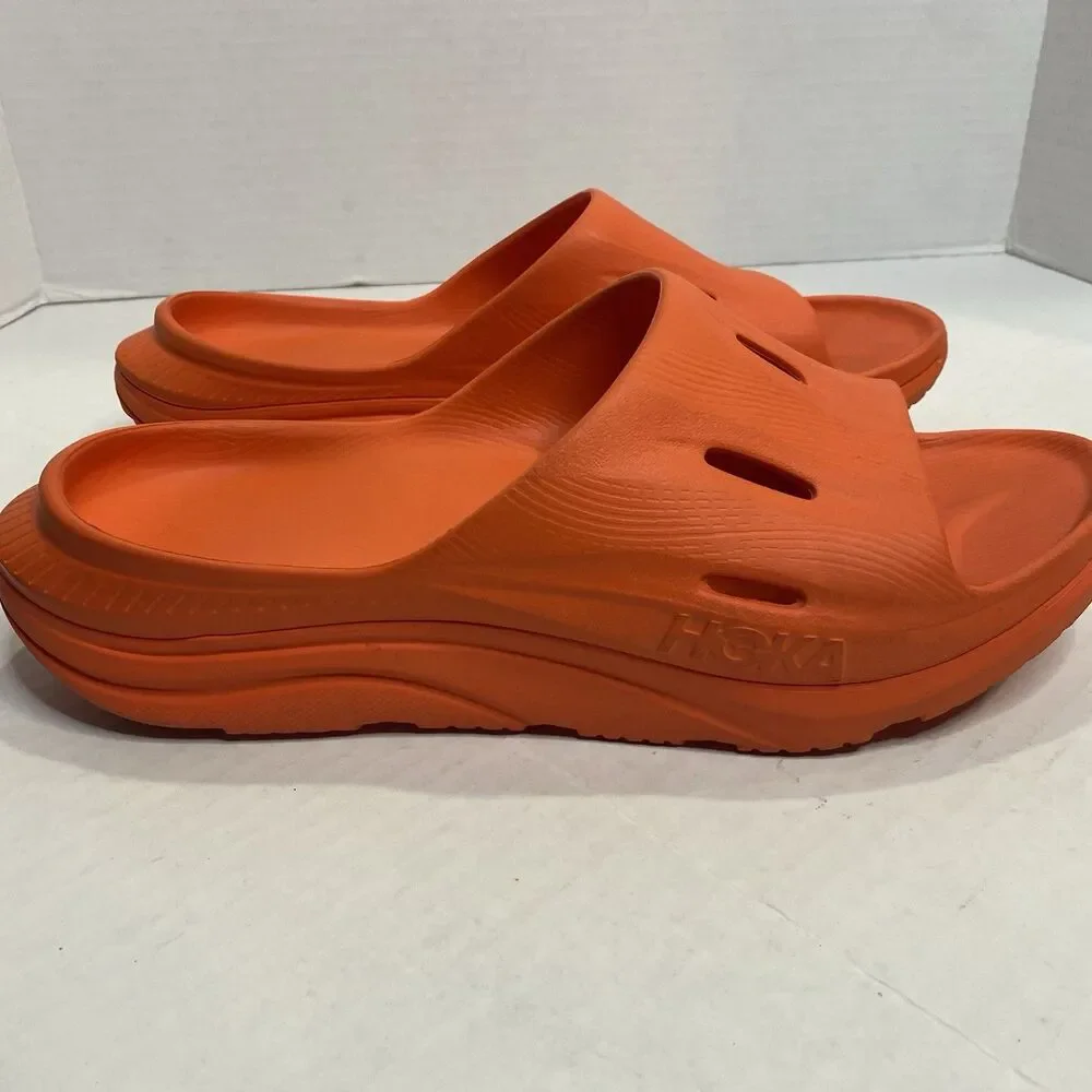 Hoka One One Slide 3 Sandals Mens 12 Orange Ora Recovery Comfort Shoes